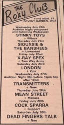 The Roxy Newspaper Advery 1977